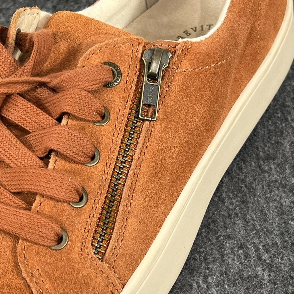 Revitalign Sneaker Womens 9.5 Rust Orange Suede Side Zip Orthotic Casual Comfort - Picture 9 of 10
